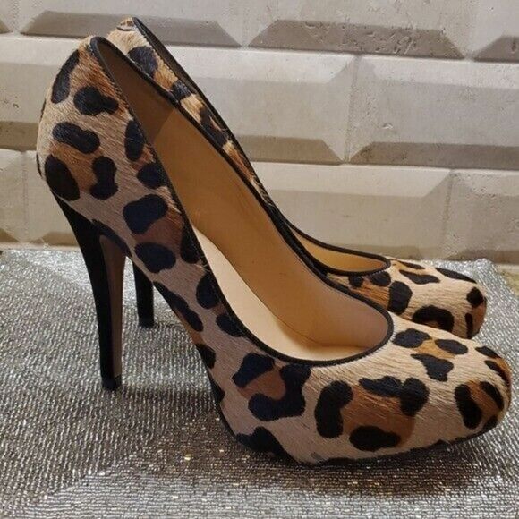 TALBOT'S Leopard Ponyhair Heels - Size 9 1/2 - Picture 1 of 8